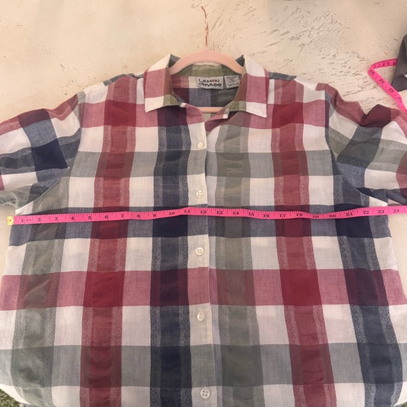 Vintage Lemon Grass Cotton Plaid Button Up Shirt with Heart Detail - Picture 6 of 6